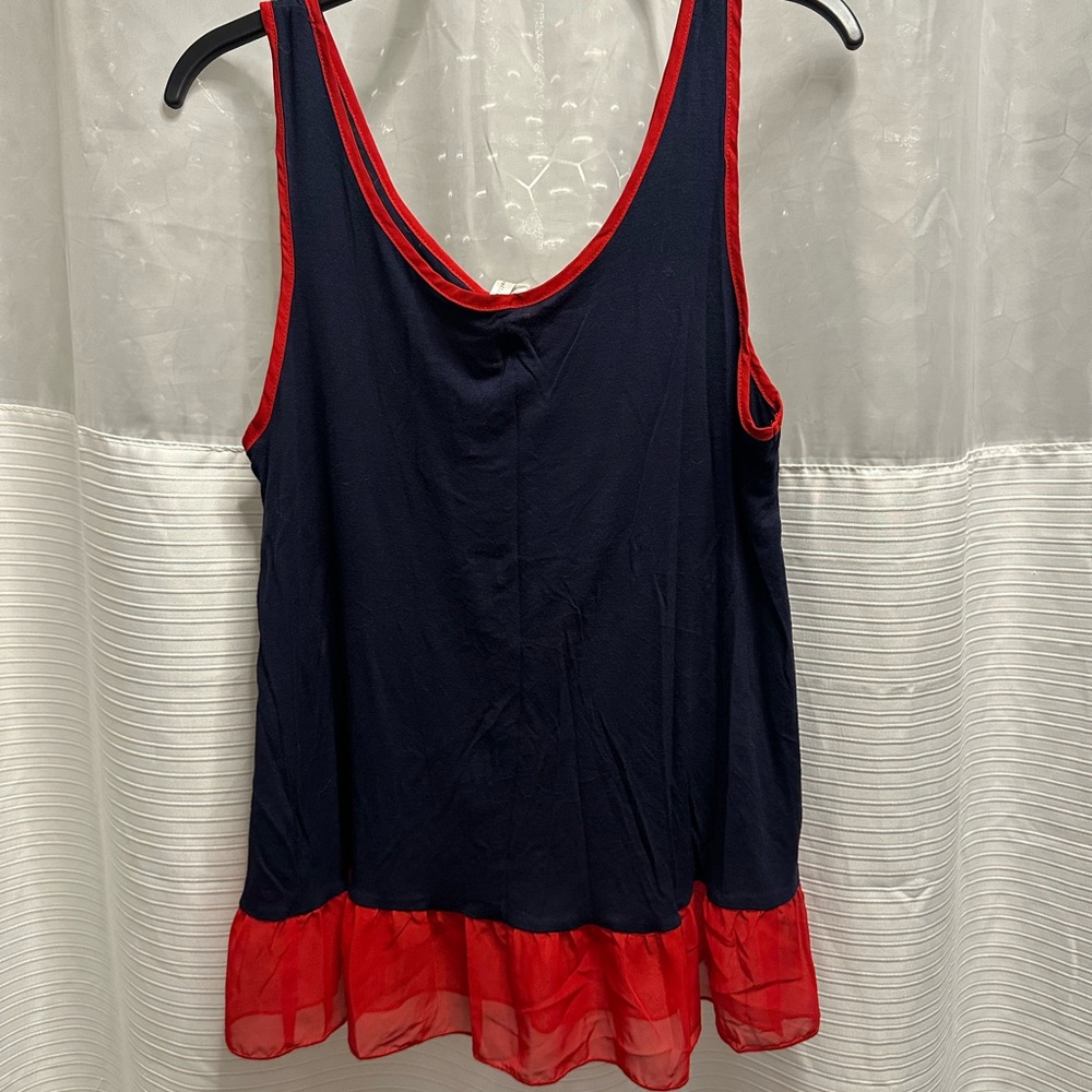 Elegant Navy and Red Trim Tank Top